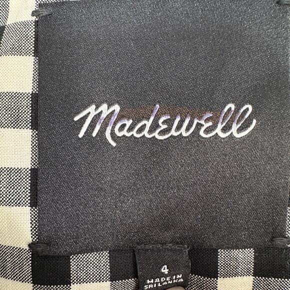 Madewell Single-Breasted Crewneck Vest Sz 4 Black White Gingham Wool Blend Lined - Picture 4 of 10